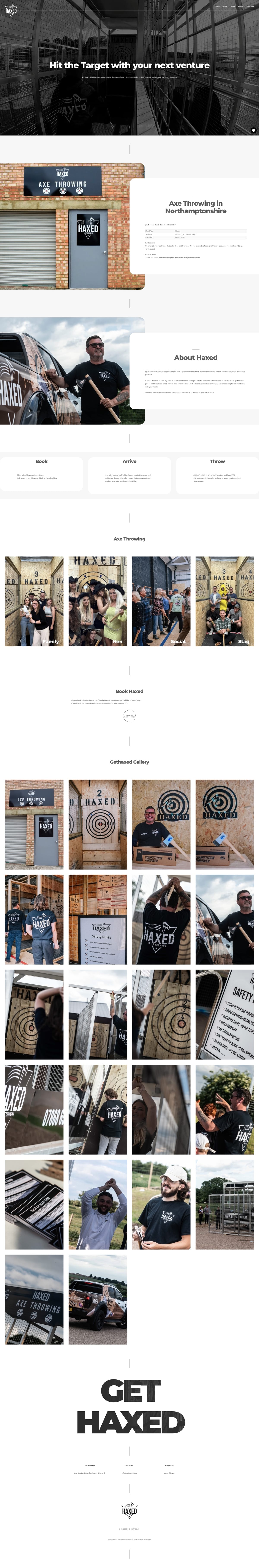 Axe Throwing Company Website design