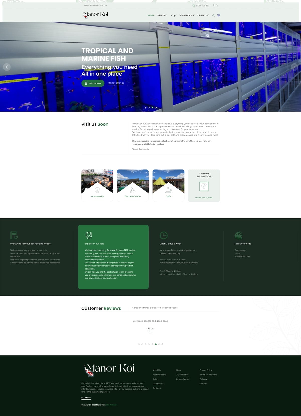 Garden Centre and Fish Sales Website Design