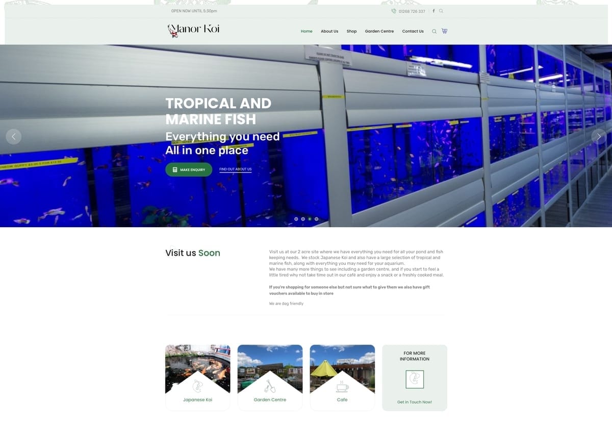 Garden Centre and Fish Sales Website Design